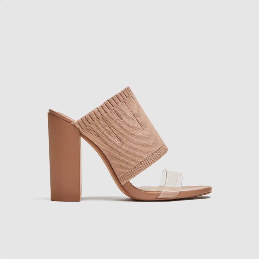 Zara Nude and Vinyl Mules